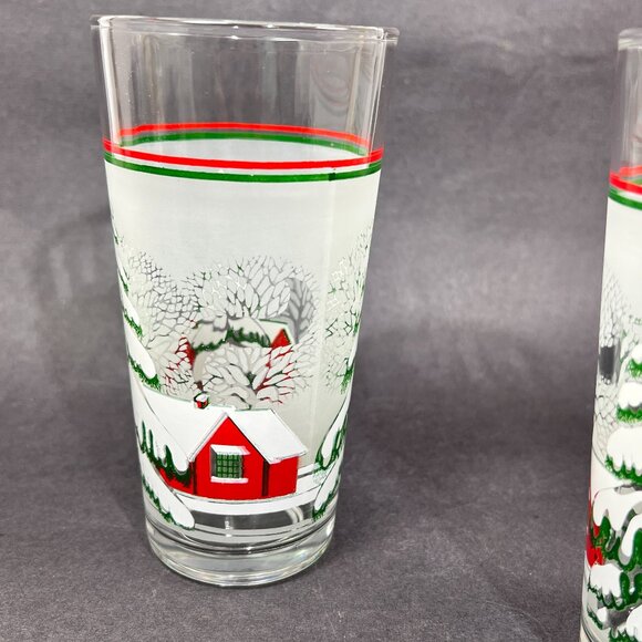 Vtg Kig Winter Wonderland Christmas Holiday Highball Tumbler Glassware Indonesia - Picture 11 of 14